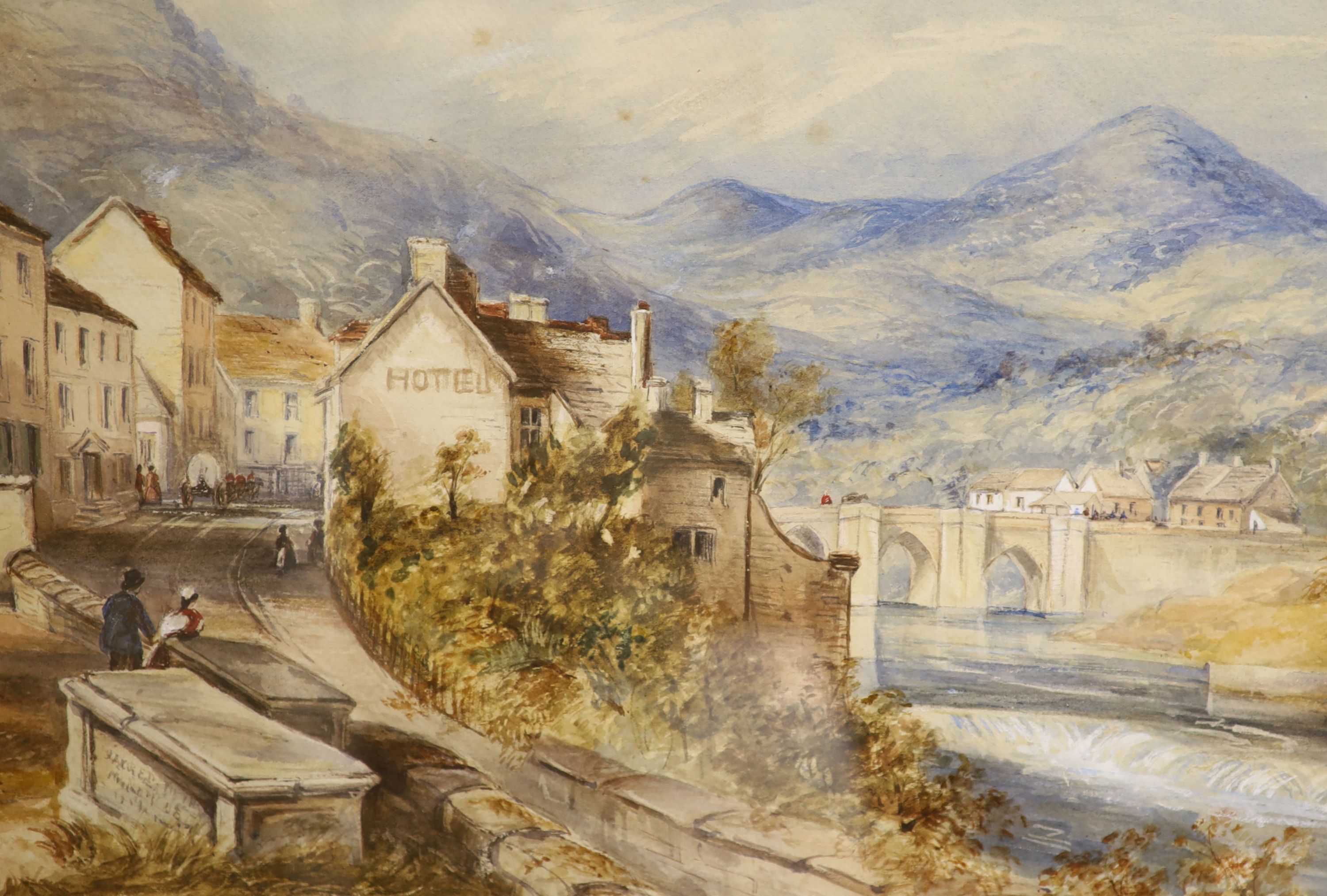 A.M. 19th century, watercolour, The Glen, monogrammed and dated 1863, 31 x 45cm